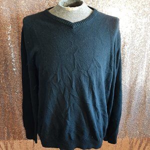 Vintage Roots Men's Black Wool V-Neck Sweater